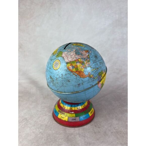 Vintage Coin Bank 62 Metal Globe Bank Commemorating John Glenn's 3 Orbits of Ear - Picture 9 of 11